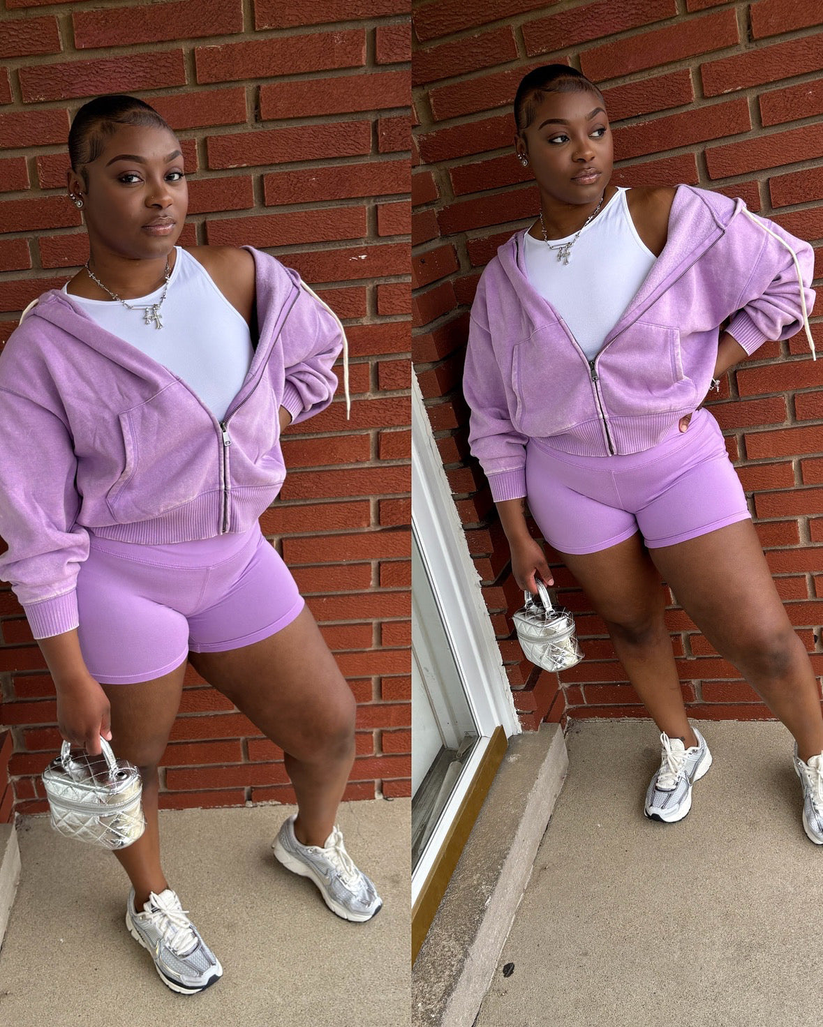 3 Piece Lavender Hoodie Short Set