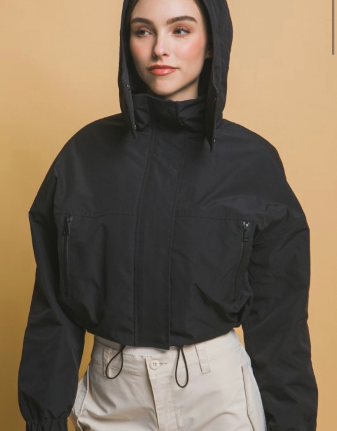 Black Crop Hooded Jacket