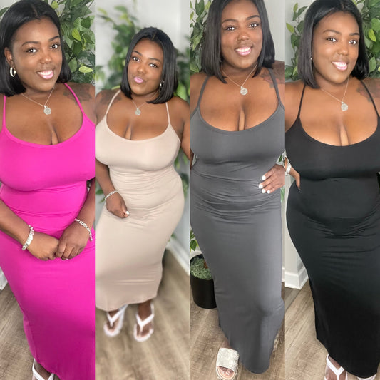 Womens Racerback V-neck Maxi Dress