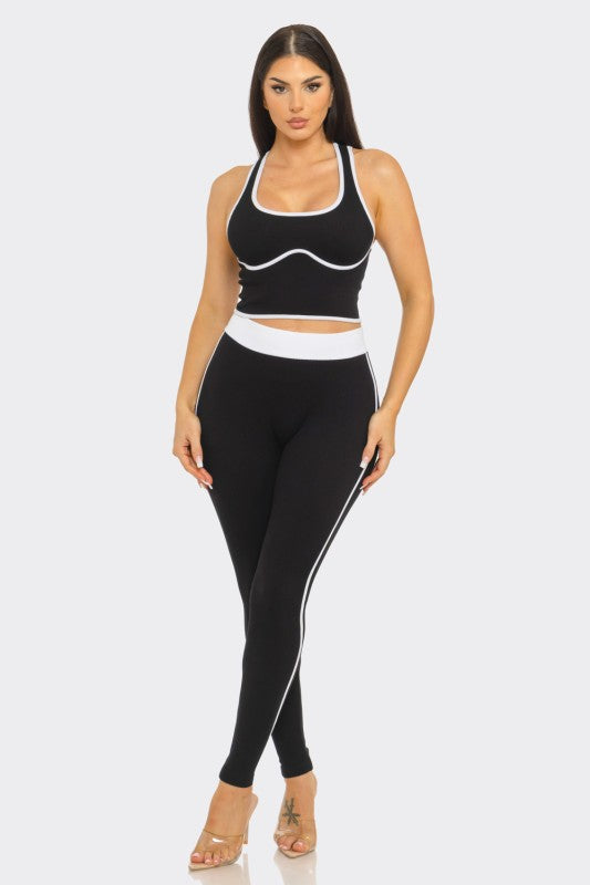Black & White Tank Top Legging Set