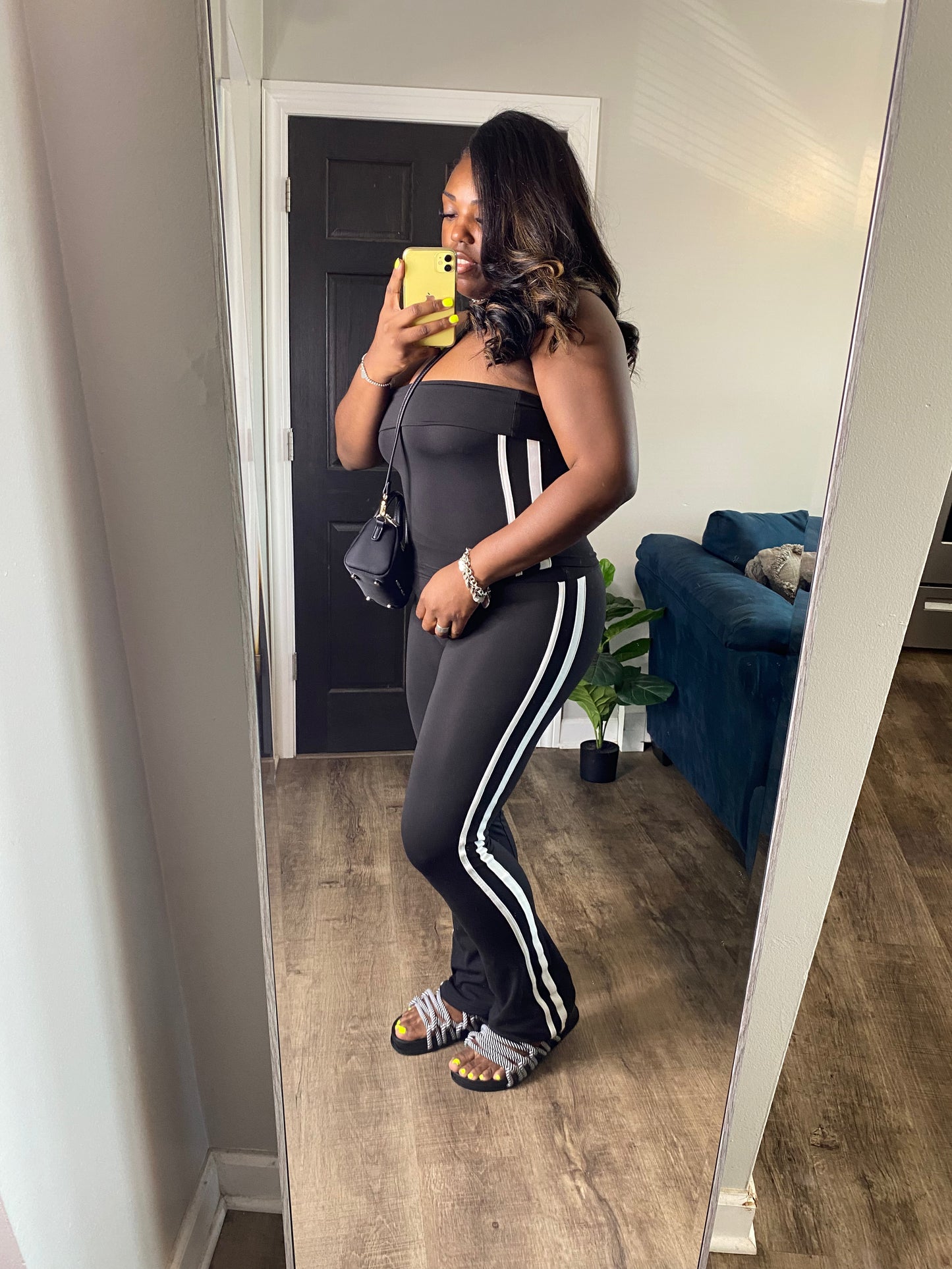 Black & White Tube Top Pants Set