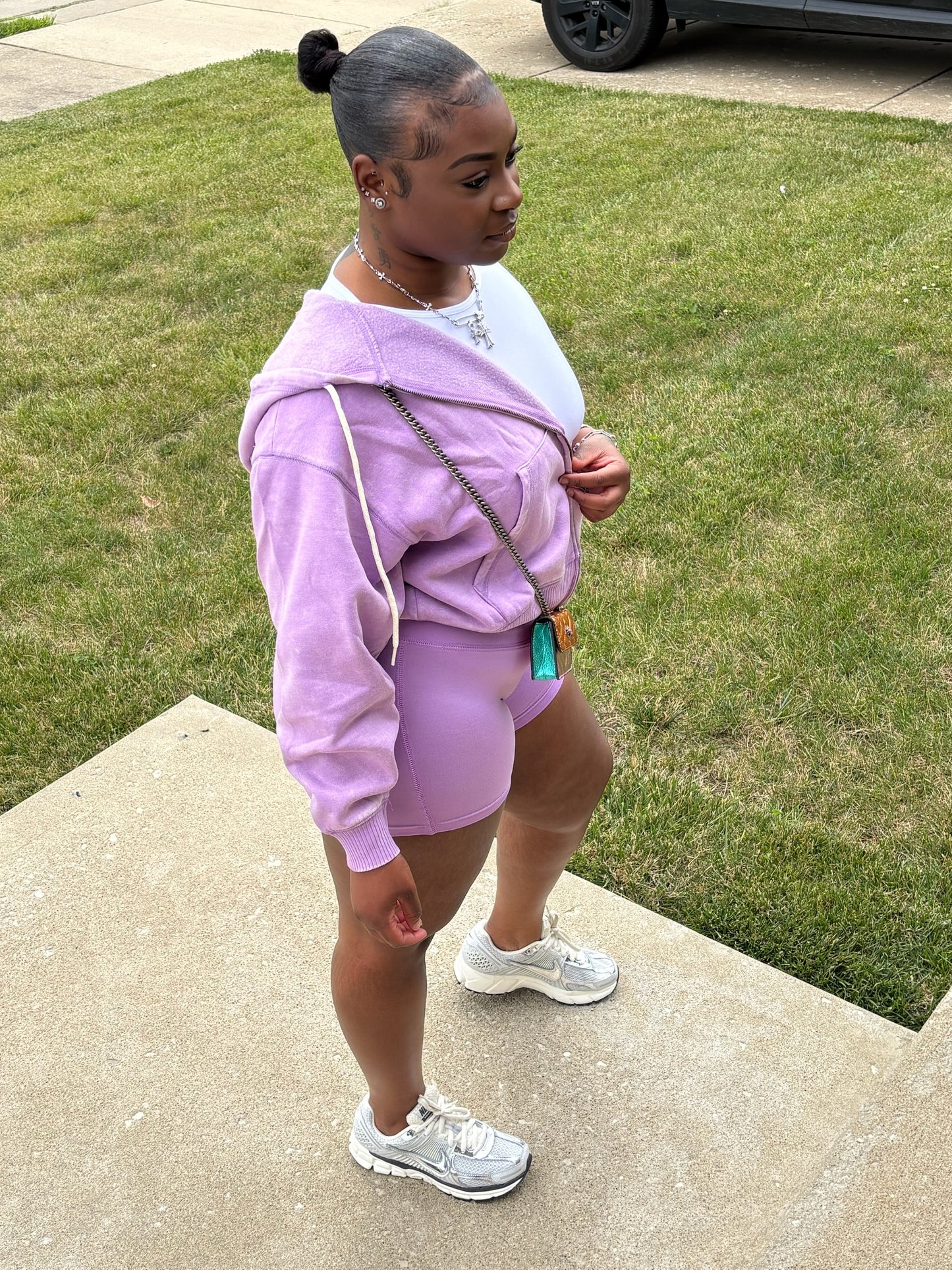 3 Piece Lavender Hoodie Short Set