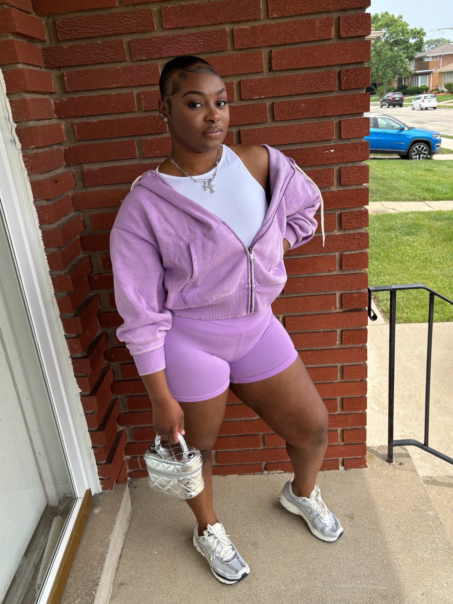 3 Piece Lavender Hoodie Short Set