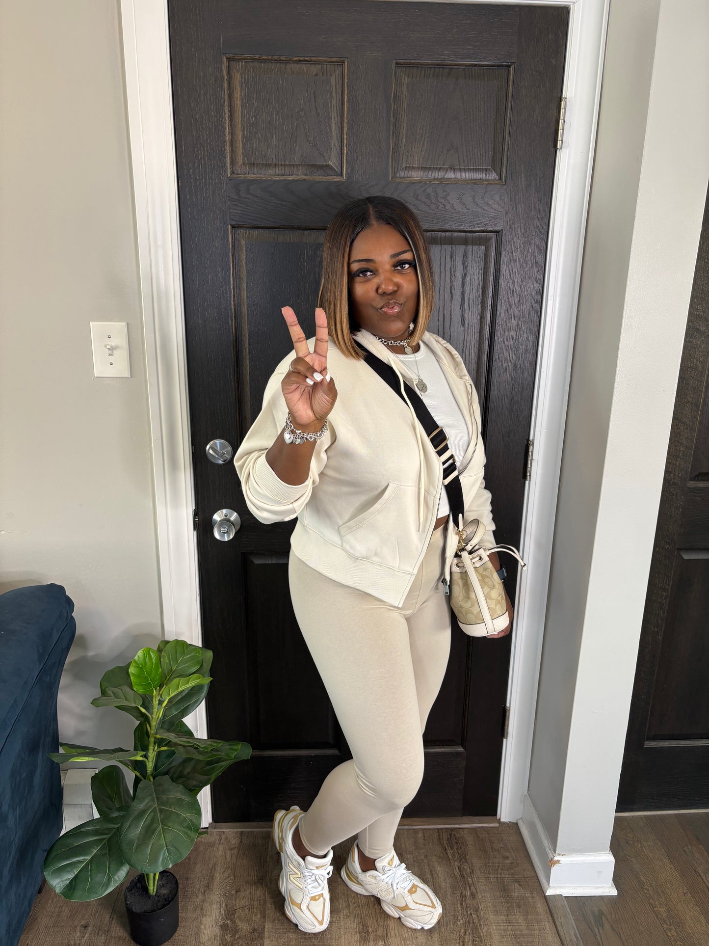 Cream 2 Piece Legging Set