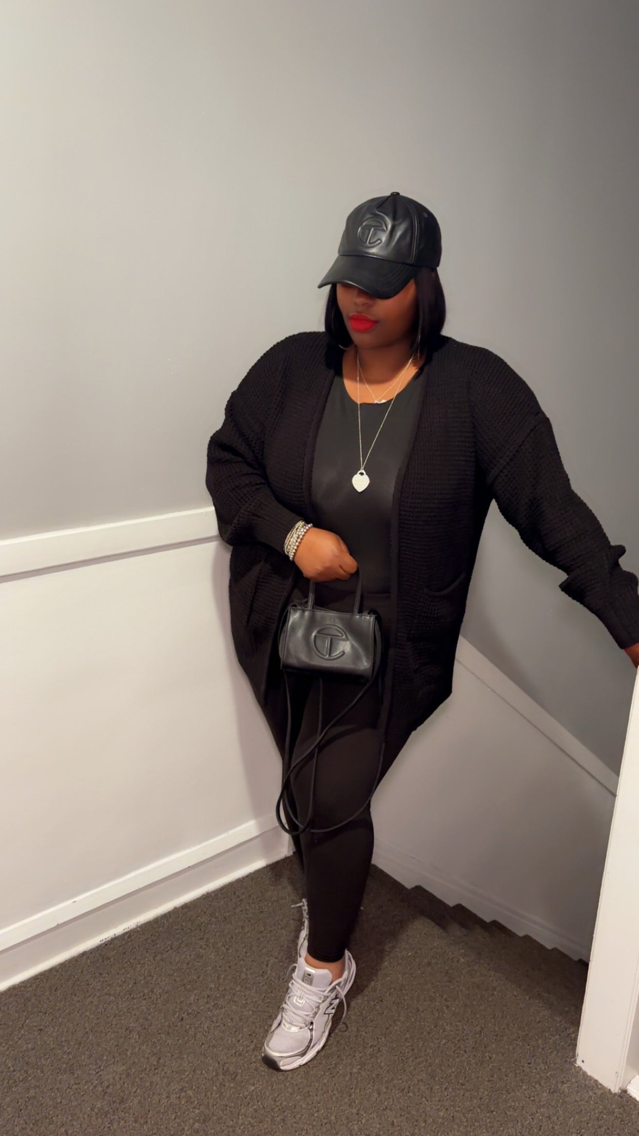 Everyday Black Luxe Waffle Cardigan + Legging Set (Plus)