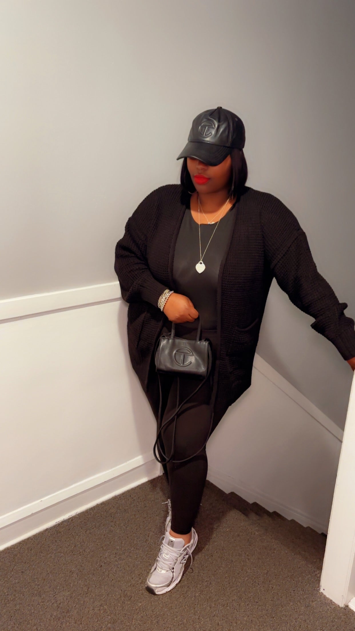 Everyday Black Luxe Waffle Cardigan + Legging Set (Plus)