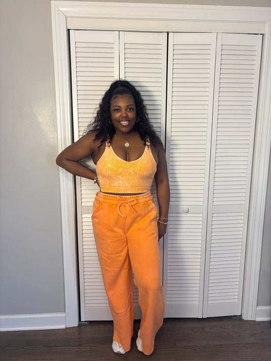 Acid Wash Palazzo Pants Set
