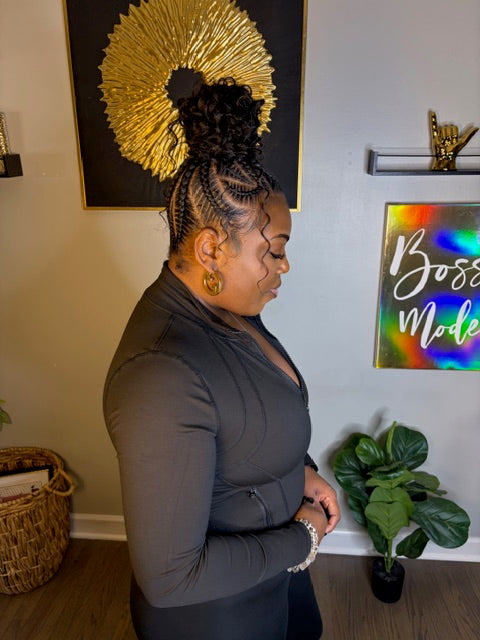 Black Activewear Bootcut Set (Zip-Up Jacket + Pants)