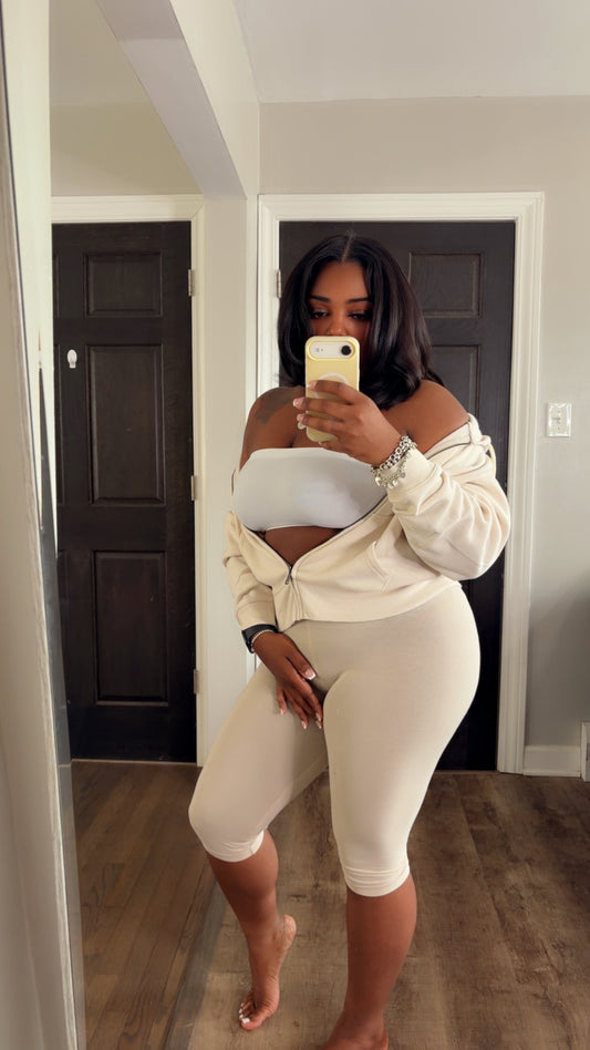 Cream 3 Piece Capri Set