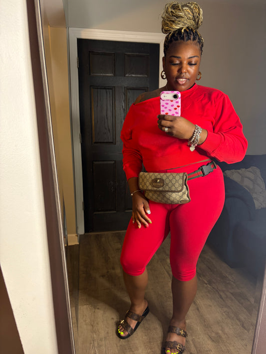 Red 2 Piece Capri Set