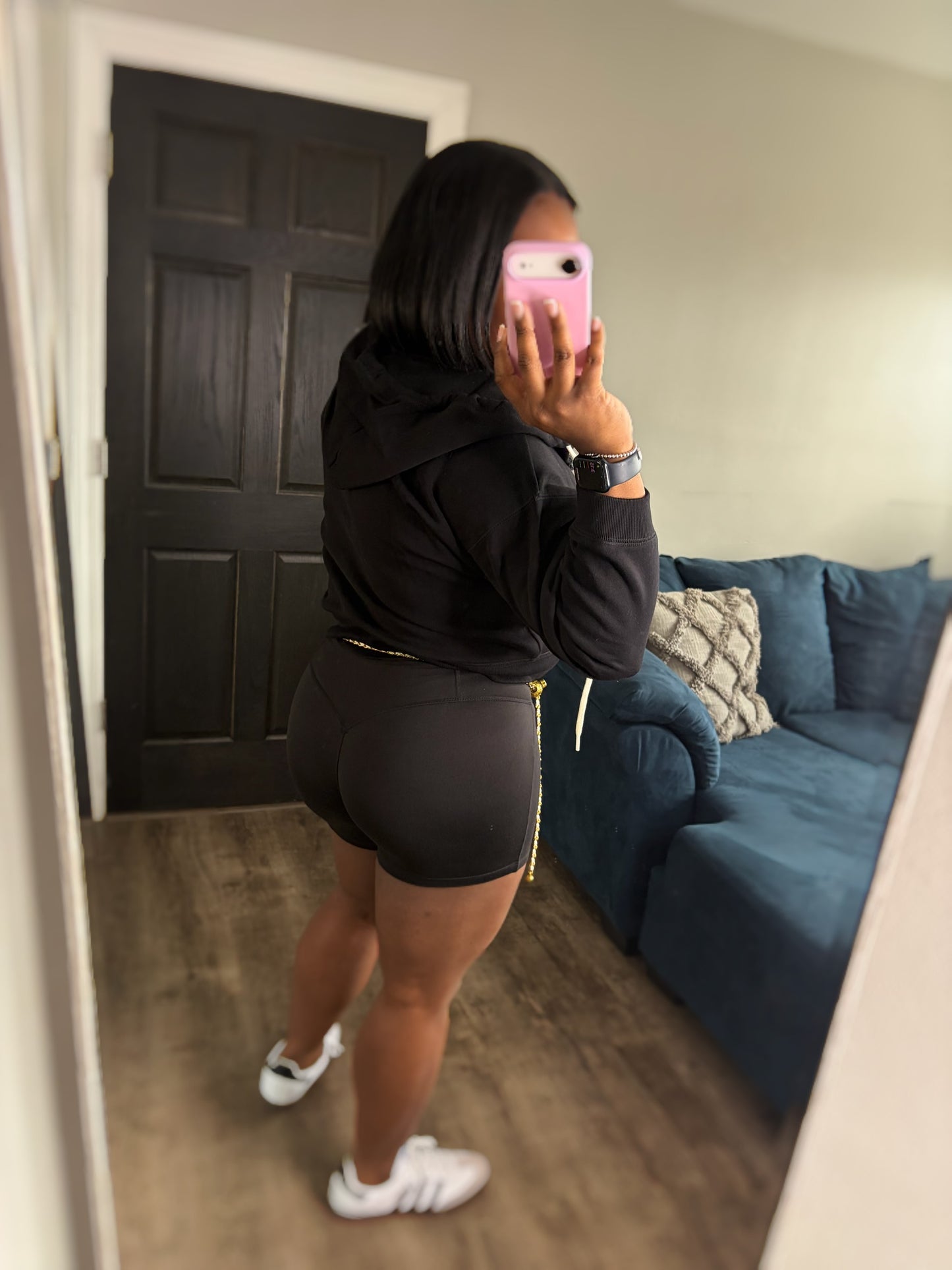 Black Hoodie Short Set