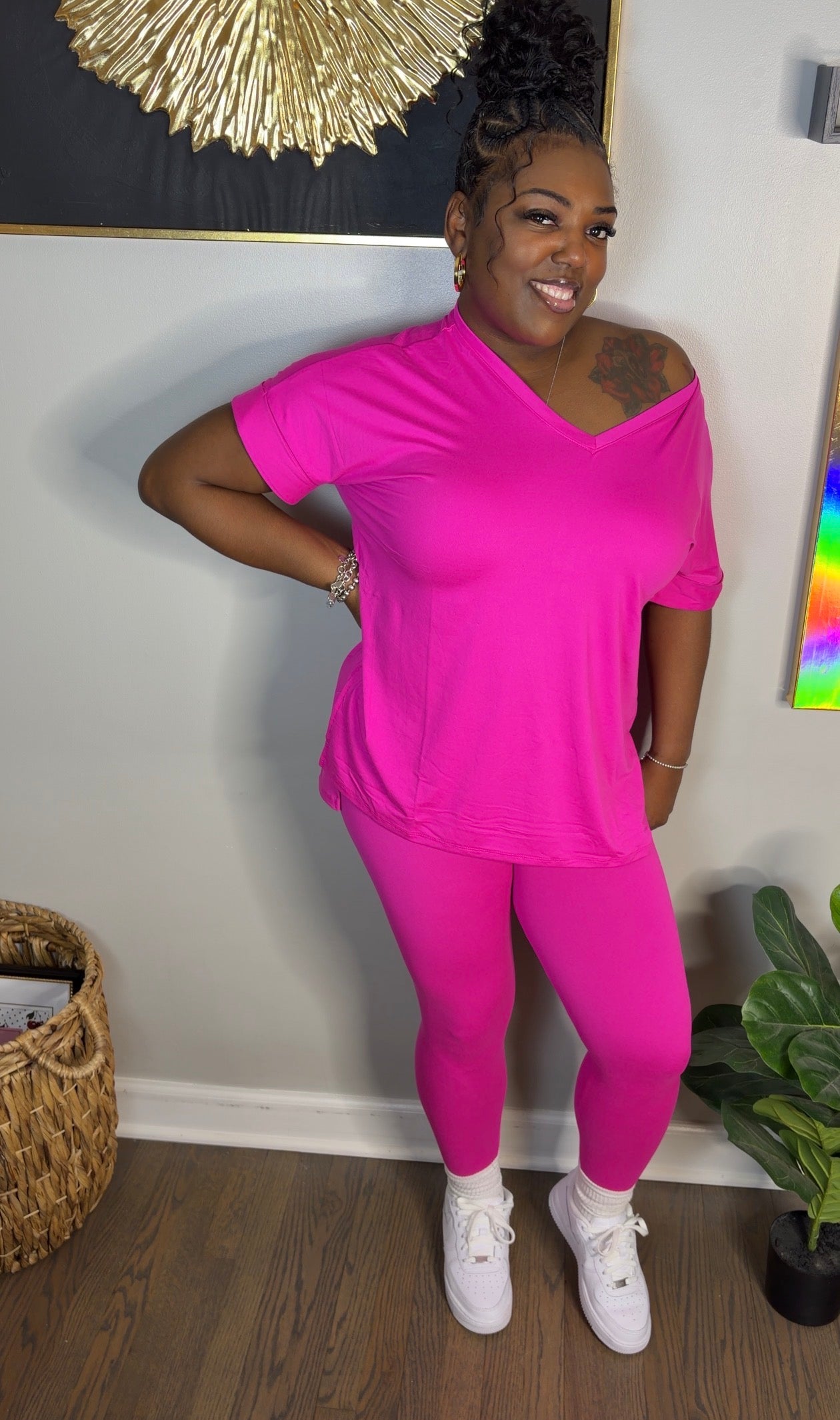Neon Hot Pink Legging Set (Plus Size)