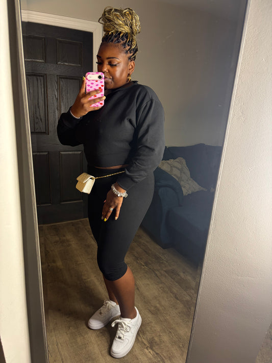 Black 2 Piece Capri Set