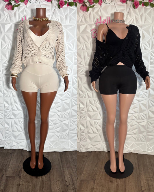 3 Piece Crochet Short Set