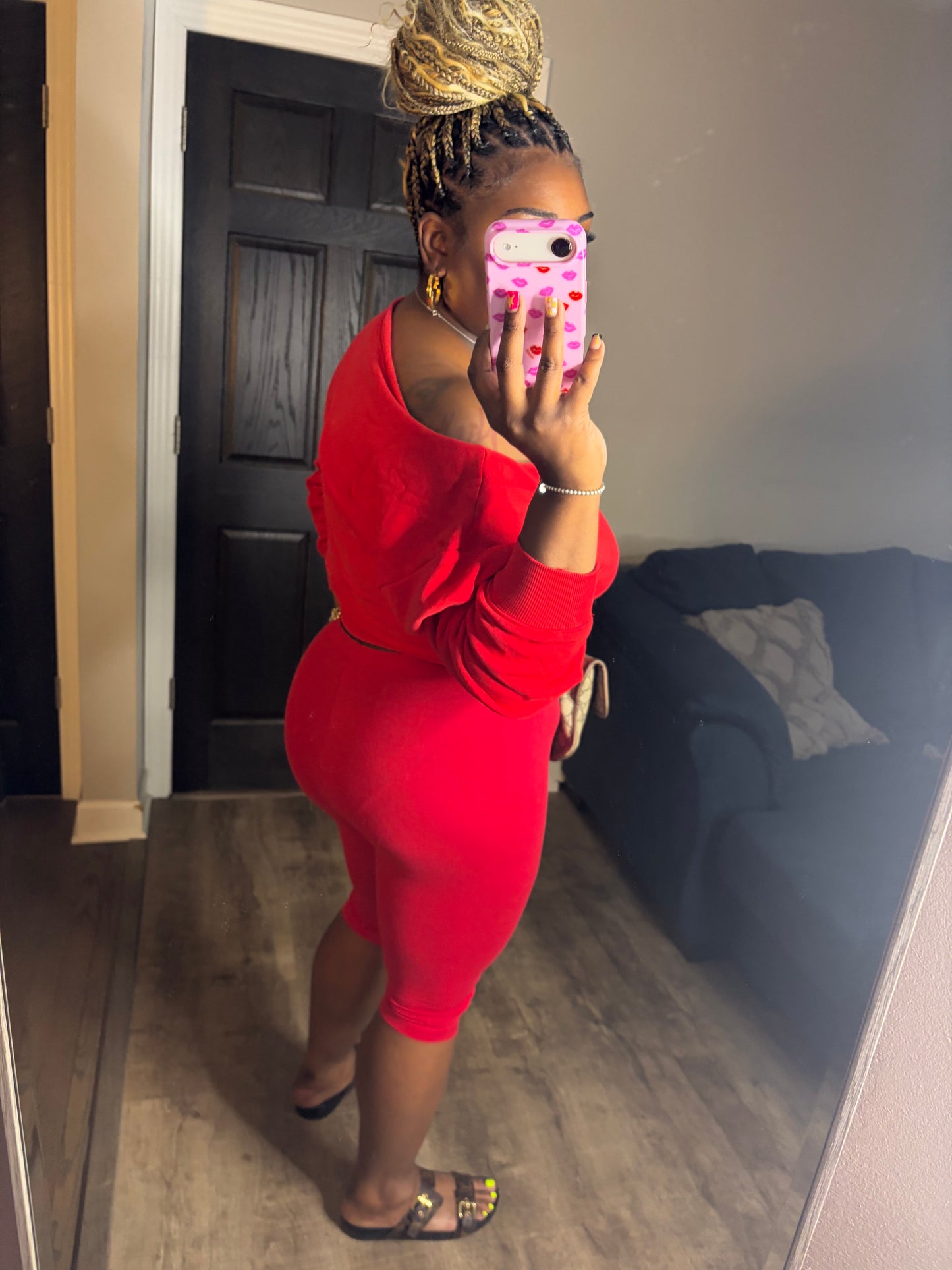 Red 2 Piece Capri Set