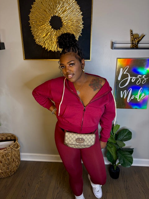 Burgundy Hoodie Set