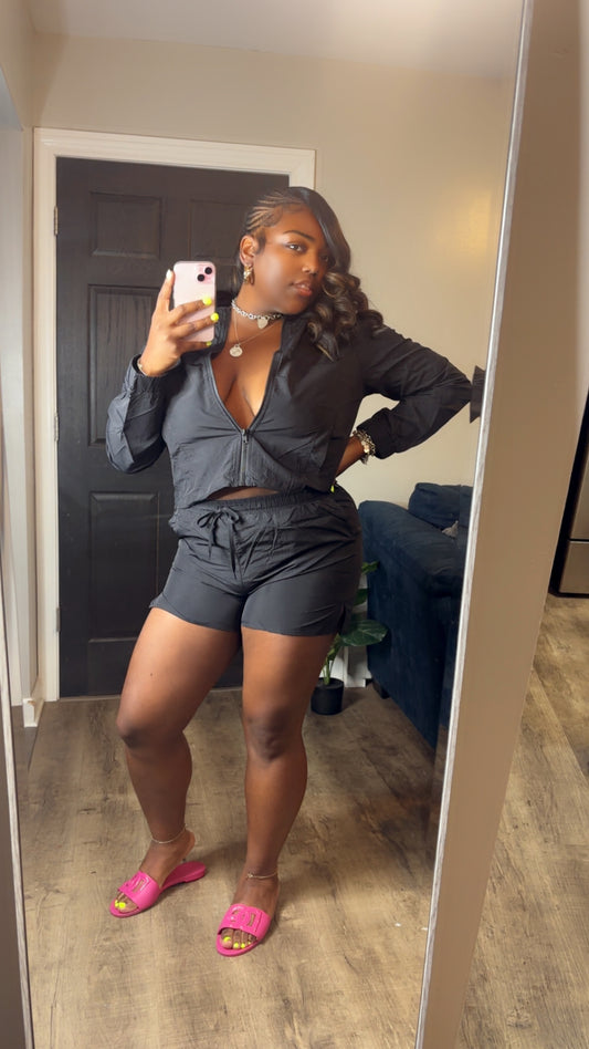 2 Piece Black Short Set