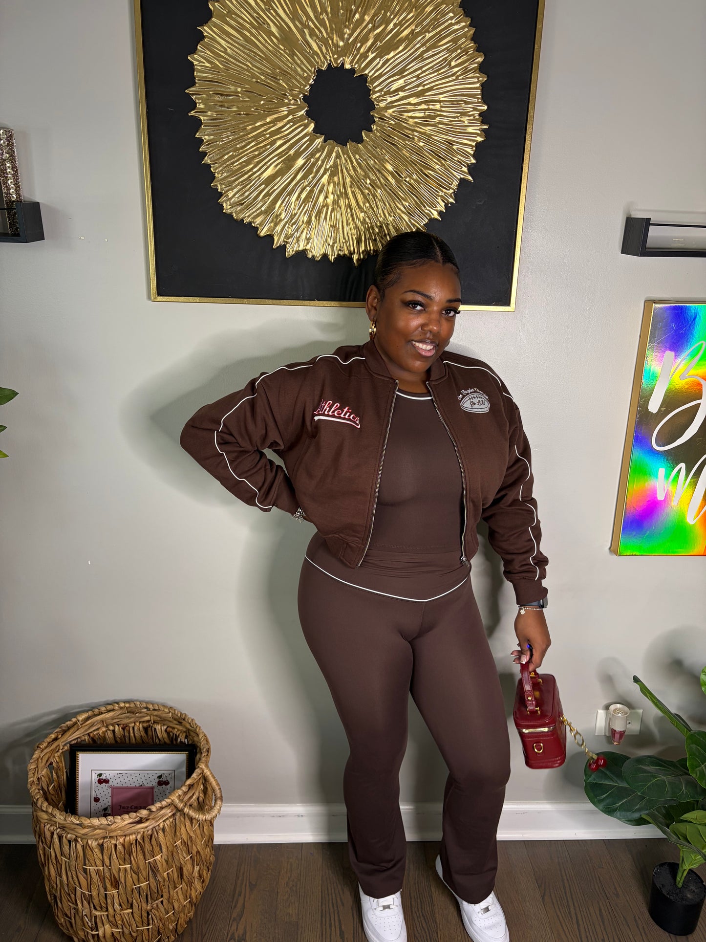 Brown 3 Piece Pants Set