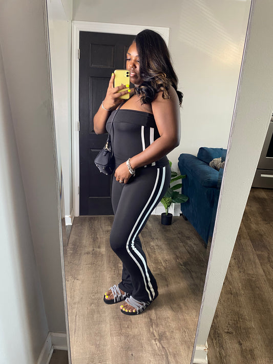 Black & White Tube Top Pants Set