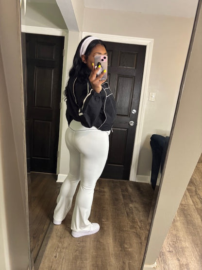 Elevate Your Vibe 3-Piece Flare Set White with Black Jacket)