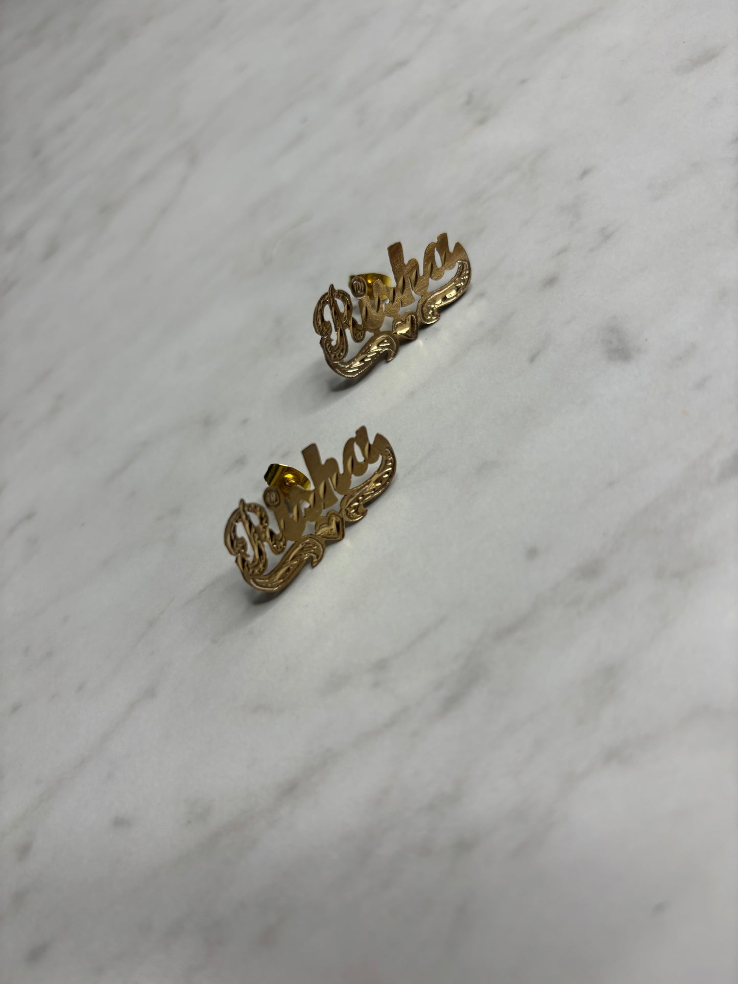 Personalized Flat Plated Stud Name Earrings