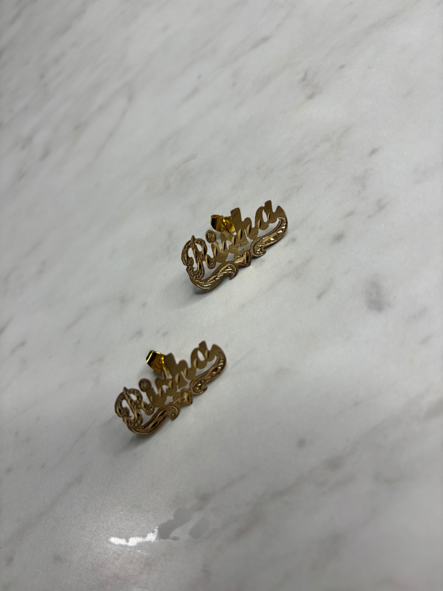 Personalized Flat Plated Stud Name Earrings