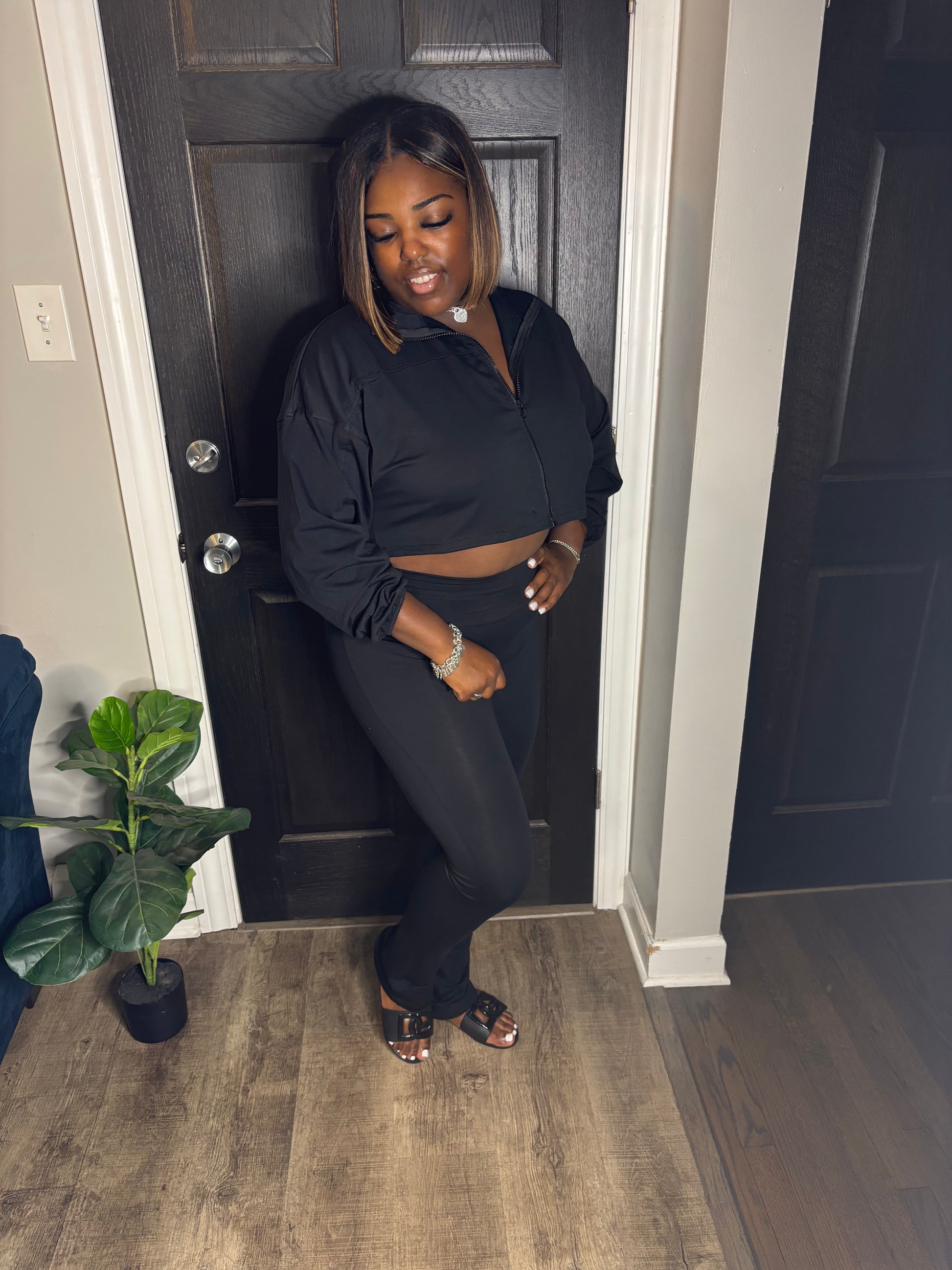 black 2 piece pants set women comfy fashion chicago boutique