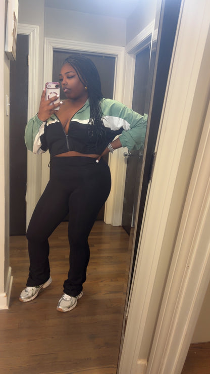 Black/Sage 2 Piece Pants Set