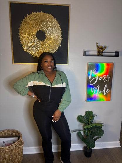 Black/Sage 2 Piece Pants Set