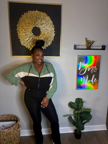 Black/Sage 2 Piece Pants Set