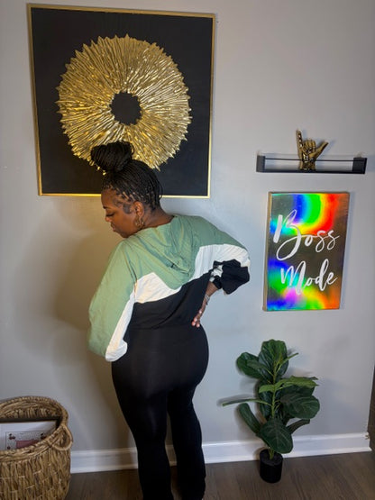 Black/Sage 2 Piece Pants Set