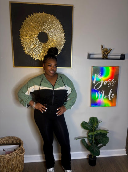 Black/Sage 2 Piece Pants Set