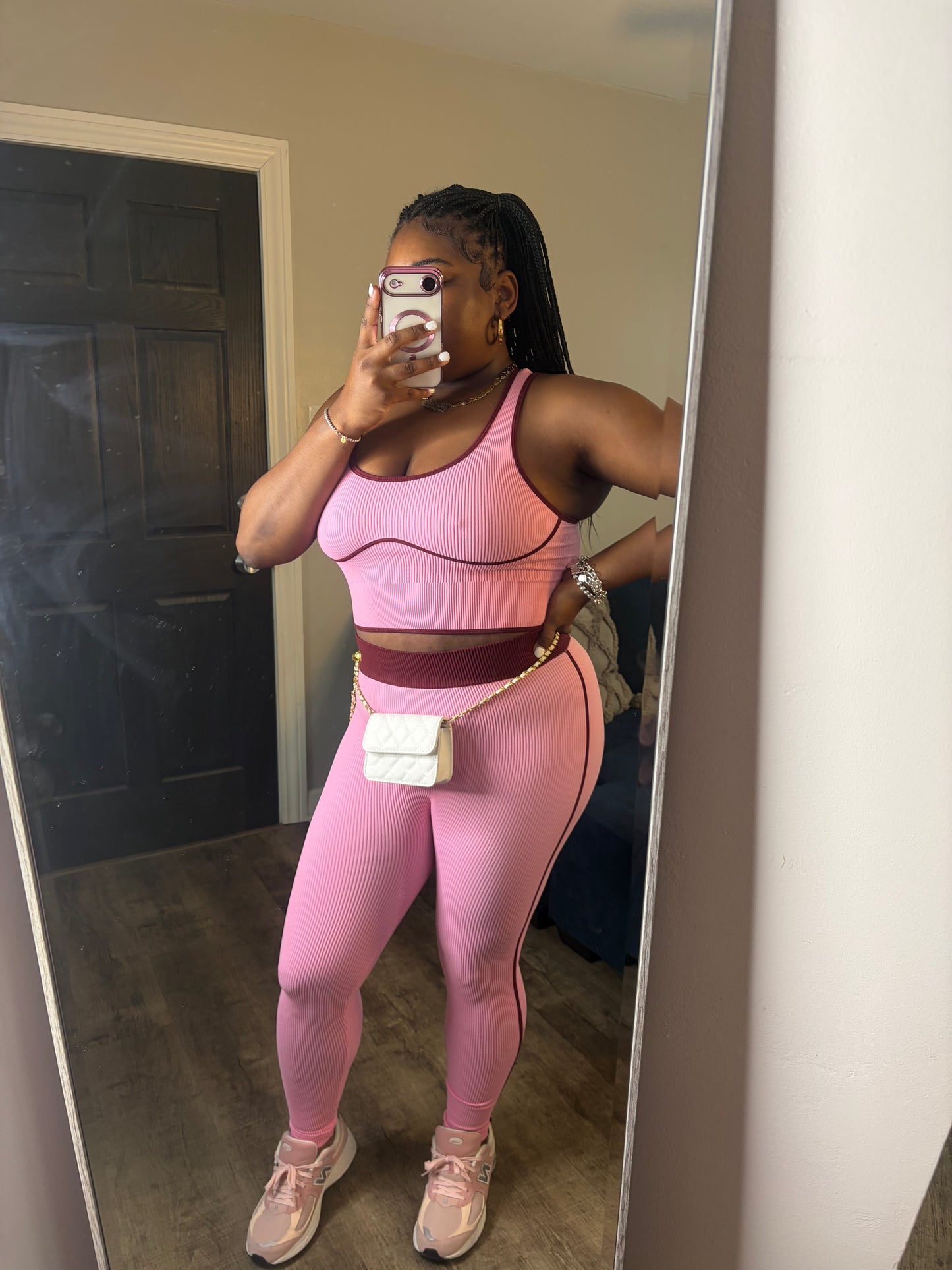 Pink & Burgundy Legging Set