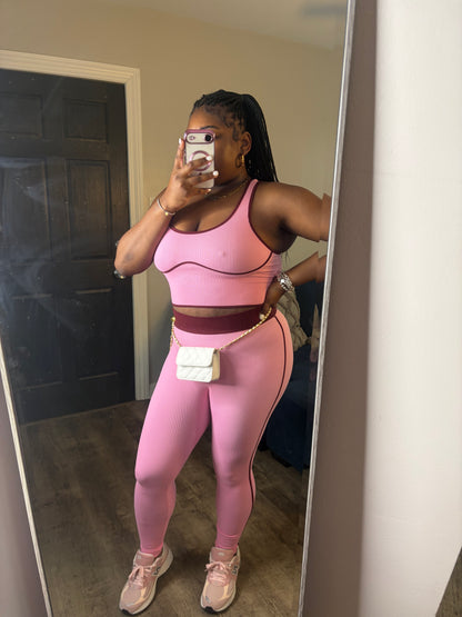 Pink & Burgundy Legging Set