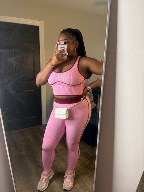 Pink & Burgundy Legging Set