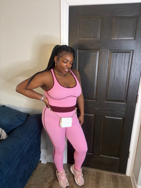 Pink & Burgundy Legging Set