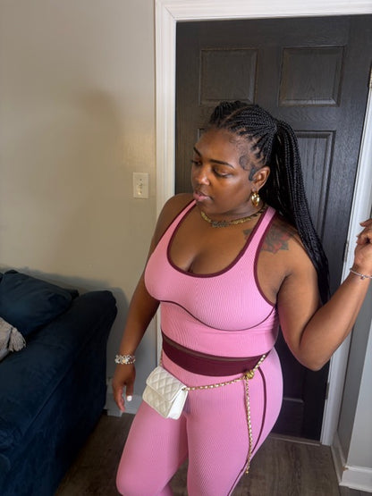 Pink & Burgundy Legging Set