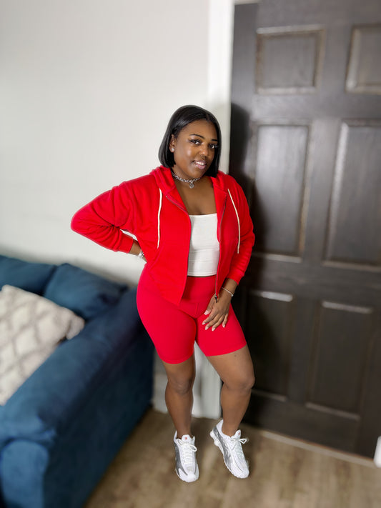 Red Hoodie & Short Set