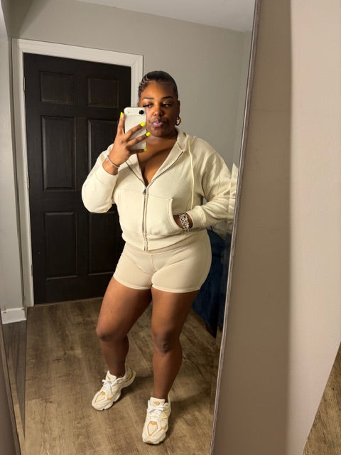 Cream 2 Piece Short Set