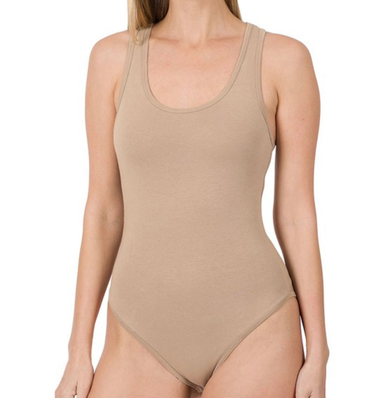 Ash Mocha Cotton Racer Back Tank Bodysuit